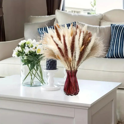165PCS Pampas Grass Dried Flowers Boho Farmhouse Country Wedding Home Room Decor Bouquet Bunny Tail Grass DIY Artificial Flowers