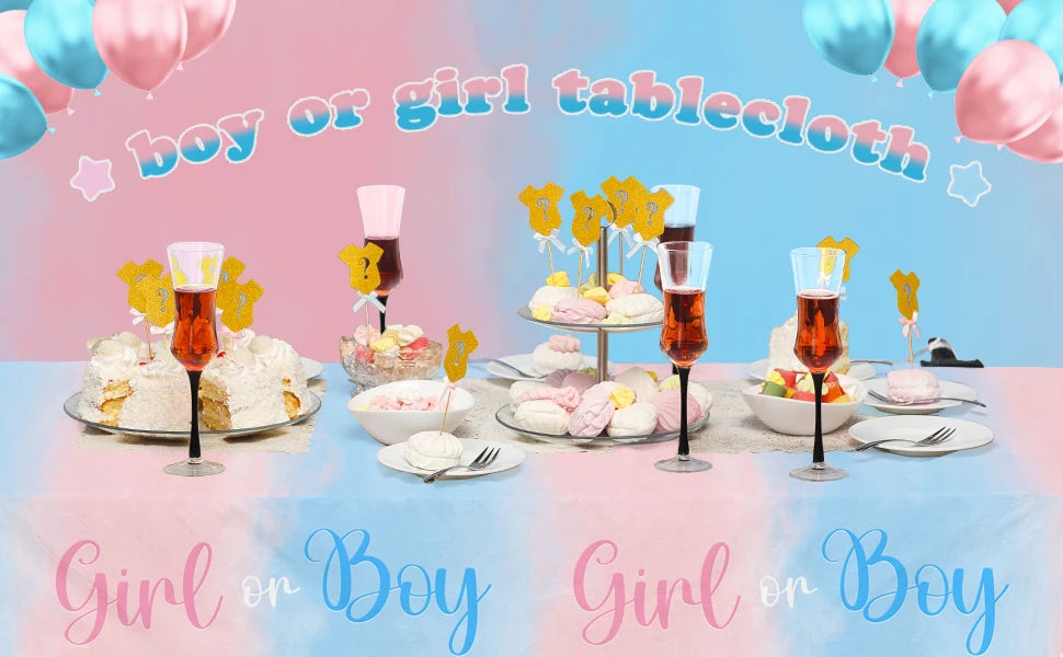 Gender Reveal Party Supplies Disposable Tablecloth Waterproof Table Cover for Boy or Girl Baby Shower Birthday Party Decorations