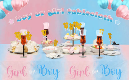Gender Reveal Party Supplies Disposable Tablecloth Waterproof Table Cover for Boy or Girl Baby Shower Birthday Party Decorations