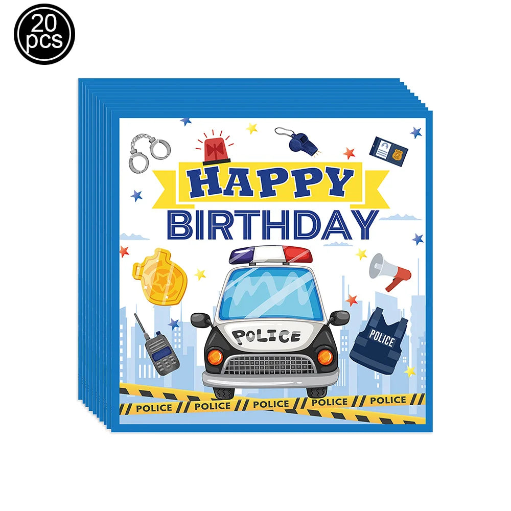 Blue Car Police Truck Foil Balloon Boys Birthday Balloons 4D Standing Balloons Baby Shower Police Themed Birthday Party Decors
