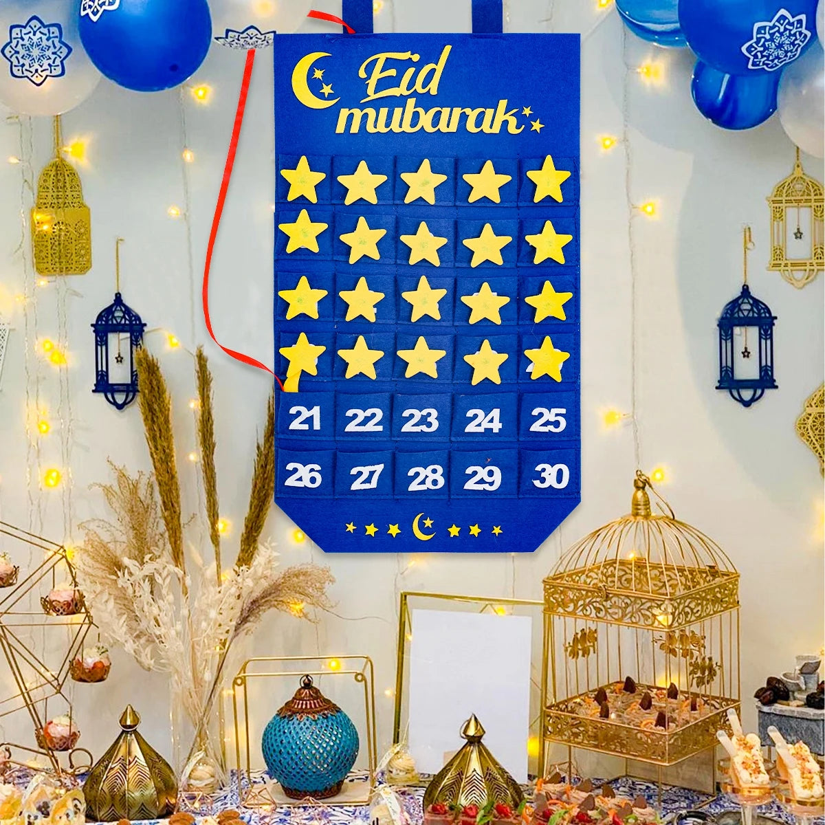 Ramadan Countdown Felt Calendar Eid Mubarak Decorations For Home Islamic Muslim Party Decor Ramadan Kareem Eid Al Adha Kid Gifts