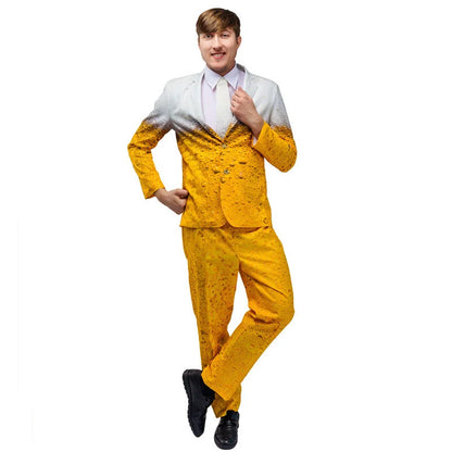 Men's Womens Oktoberfest Suit Costume Fancy Dress Up Adult Suit Clothes Role Play Yellow Beer Party Fantasia Costumes