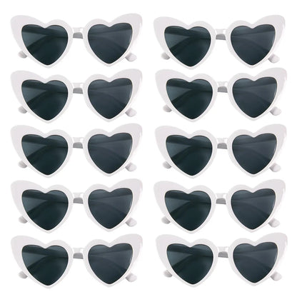 10pcs Bachelorette Party Sunglasses Black White Pink Square Heart Shape Glasses Bride and Groom Photo Glasses Bridal Shower Deco