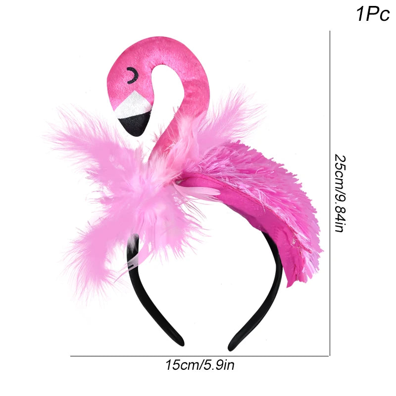 Flamingo Headwear Flamingo Theme Birthday Party Decoration Summer Hawaii Party Costume Cosplay Photo Props Flamingo Hair Hoop