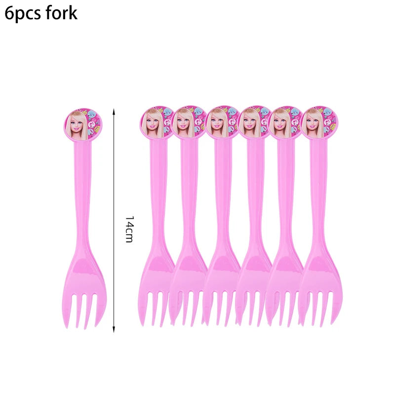 MINISO Barbie Birthday Party Decorations Tableware Paper Cups Plates Napkins Balloons Banner Backdrop Pink Baby Shower Supplies