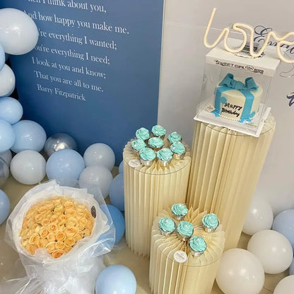 Paper Folding Cylinder Wedding Ramadan Decoration Birthday Anniversary DIY Party Supplies Baby Shower Dessert Table Cake Stand
