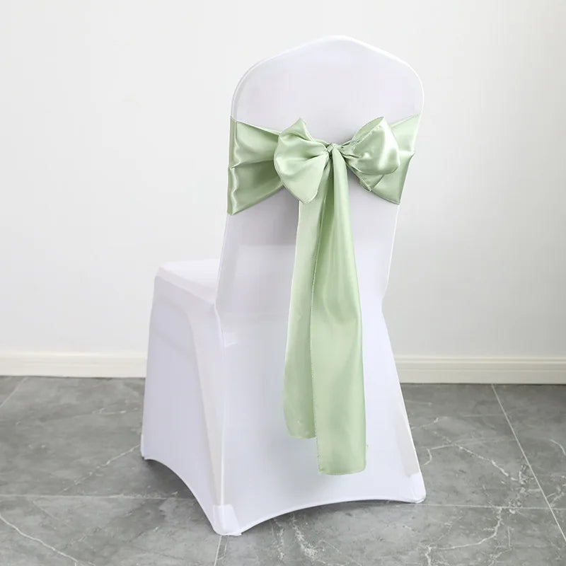 Wedding Decoration Chair Satin Sash Bow Tie Self TIe For BIrthday Party Festival Hotel Holiday Shiny Look Luxury Dining Room