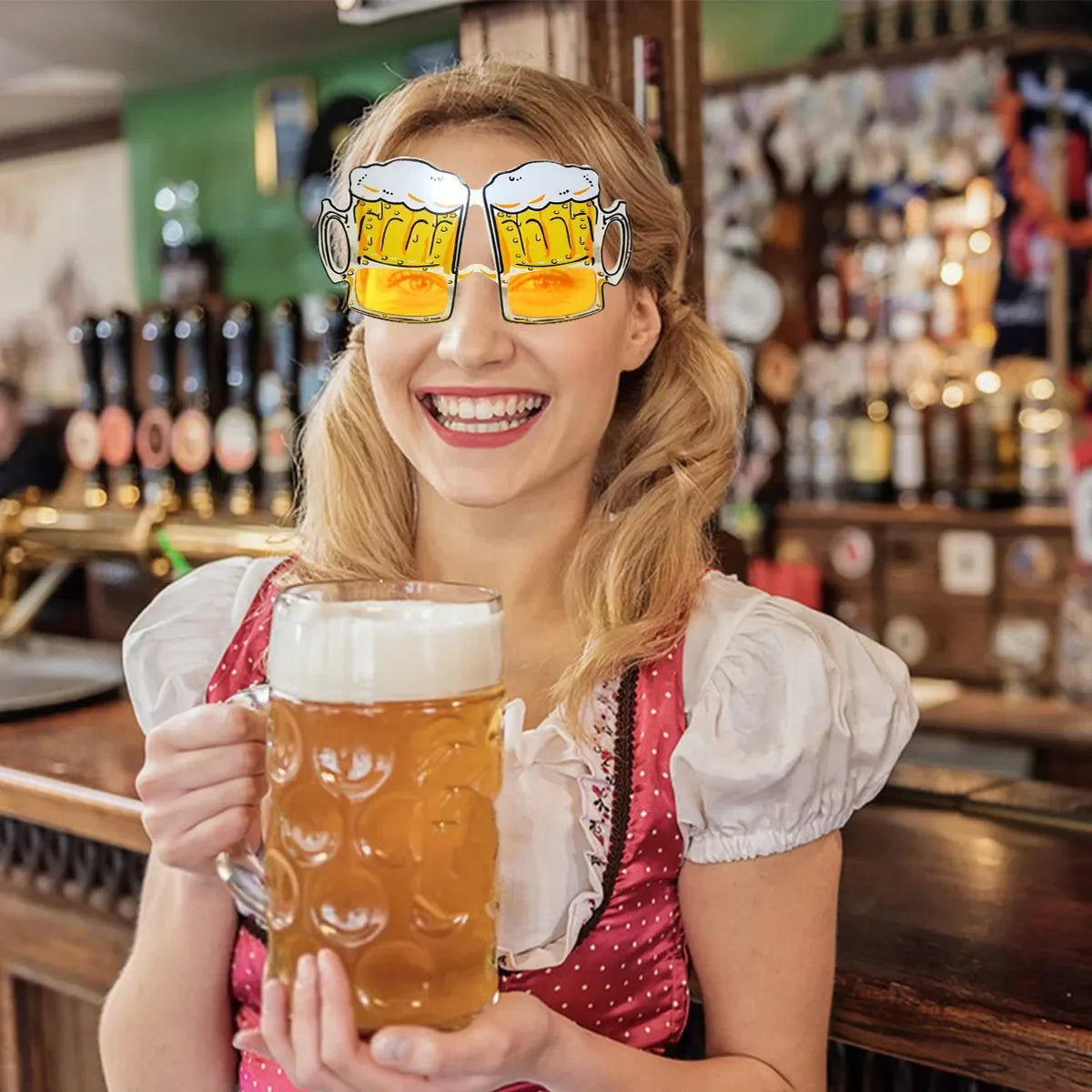 12Pcs Oktoberfest Glasses Plastic Goggles Beer Mug Pattern Glasses Photo Props German Oktoberfest Theme Event Decoration