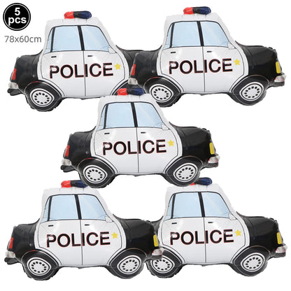 5th Birthday Police Party Blue Car Helicopter Foil Balloons for Boys Baby Shower Police Birthday Party Decoration