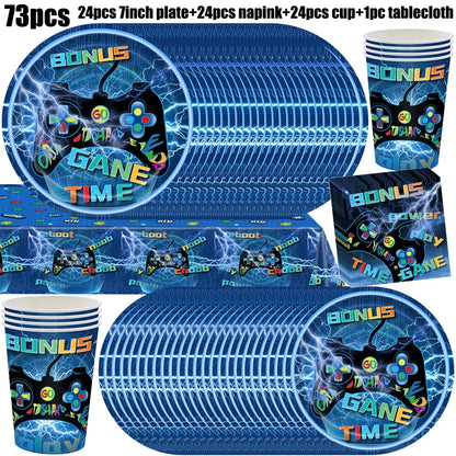 Video Game Birthday Party Decoration Video Game Happy Birthday Paper Plates Cups Napinks Tablecloth Background Balloons Supplies
