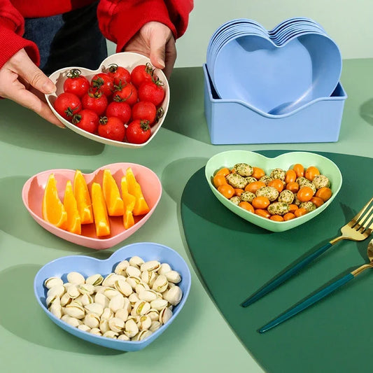 Set of 6pcs Heart-shaped Plate Creative Cake Plate with Tray Bone Dish Dried Fruit Snack Plate Candy Plate Container Snack Plate