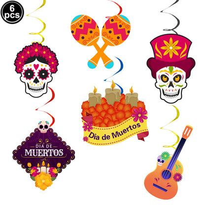 Day of the Dead Decor Dia De Los Muertos Picado Banner Sugar Skull Balloons for Mexican Fiesta Dia De Los Muertos Altar Party