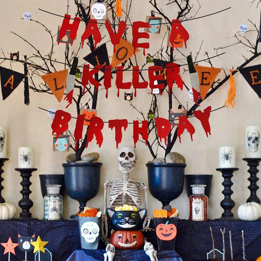 Halloween Banner Party Decoration Red Bloodknife Have Killer Birthday Supplies Horror for Paper