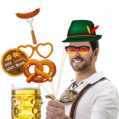 21Pcs Oktoberfest Theme Party Photo Booth Props for Boy Girl Bar Beer Festival Party Backdrop Birthday Party Favors Decorations
