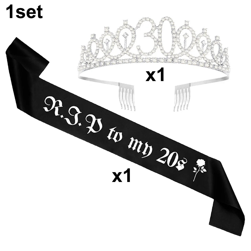 RIP to My 20s Supplies Banner Garland Backdrop Tablecloth Rip Sash Cake Topper Balloon Funeral Youth Funny Thirtieth Party Decor