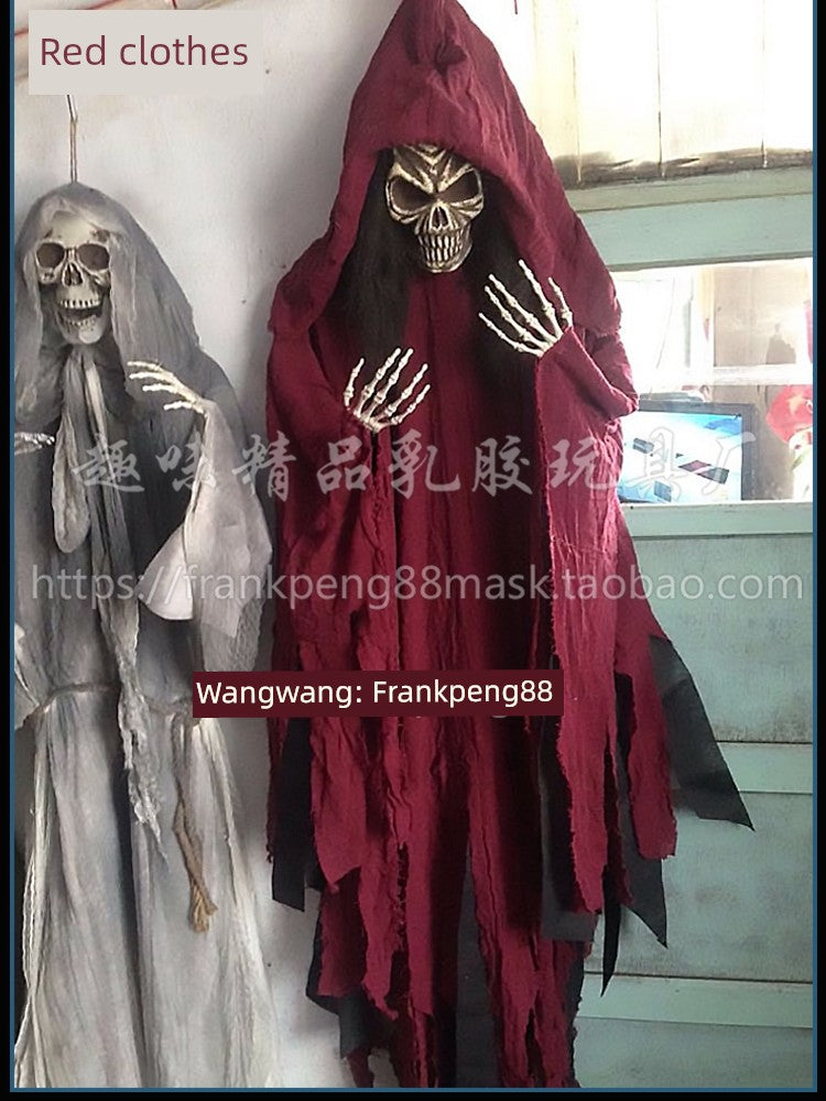 New Voice-Controlled Skull Hanging Ghost Halloween Haunted House Secret Room Props Bar KTV Set Decoration Pendant Horror