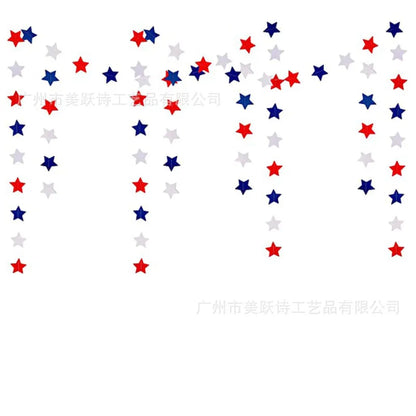 American Independence Day Party Home Decoration Glitter Silver Blue Red Happy 4th USA Letters Heart Stars Hanging Paper Garlands