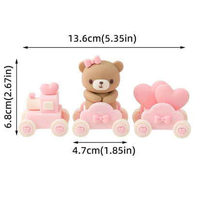 Bear Cake Toppers for Boy or Girl Baby Shower Children's Birthday Party Decoration Hot Air Balloon Cake Topper Pink Blue Green