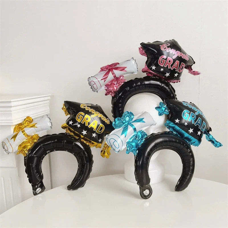 10/30/50-Piece Set New Black Graduation Cap Headband Balloon Set Inflatable 2025 Graduation Season Party Decorations