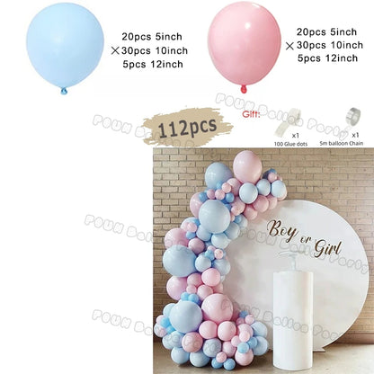 Birthday Party Ballon Garland Arch Kit Gender Reveal Balloons Maca Blue Pink Baloon Latex Boy Or Girl Baby Shower Decorations