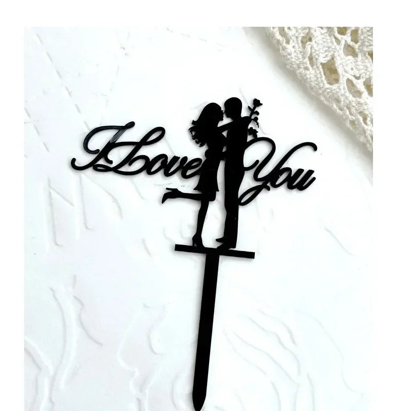 MR MRS Cake Topper Acrylic Black Wedding Cake Topper Decorations Mariage Baking Tools Party Supplies