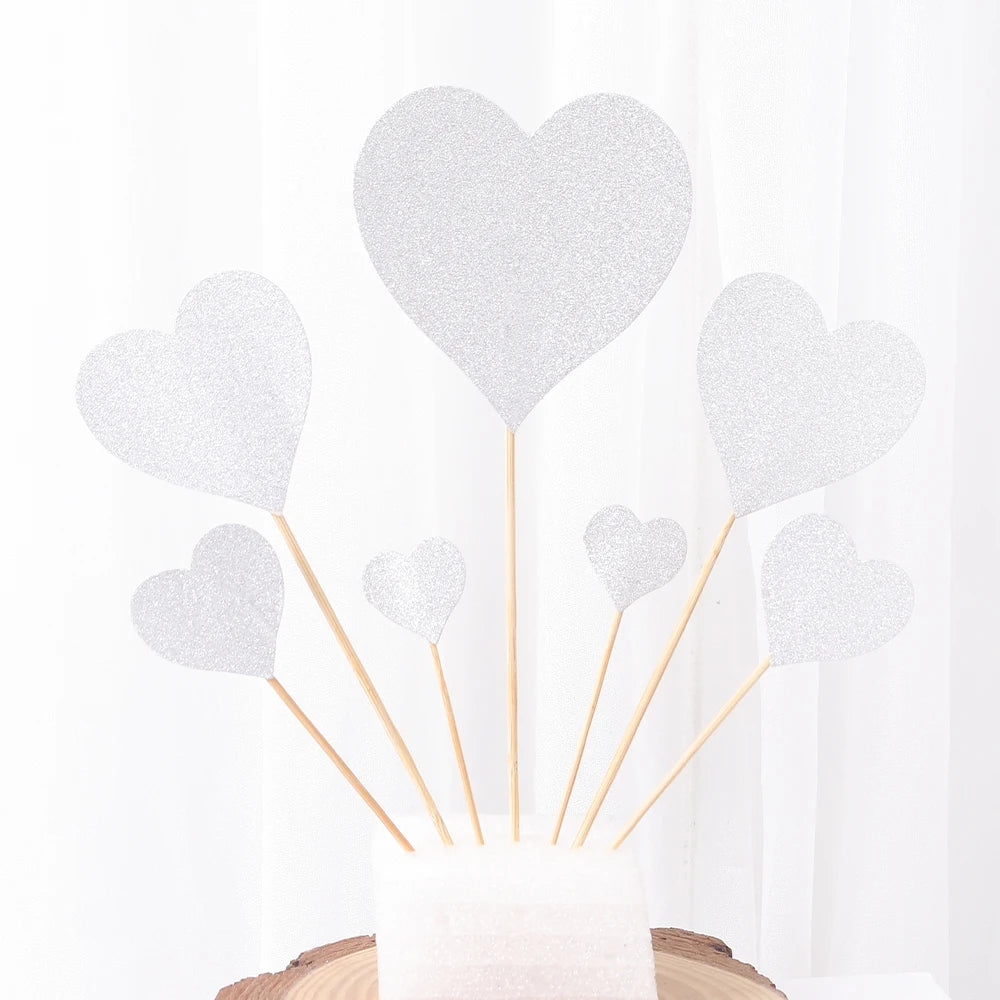 7/21Pcs Cake Topper Gold Love Star Happy Birthday Cake Topper Decoration DIY Cupcake Flag Ornament Wedding Christmas Decor