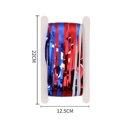 American Independence Day Decoration,American Flag,Red White Blue Metallic Tinsel Foil Fringe Curtains,4th Of July,Photo Props