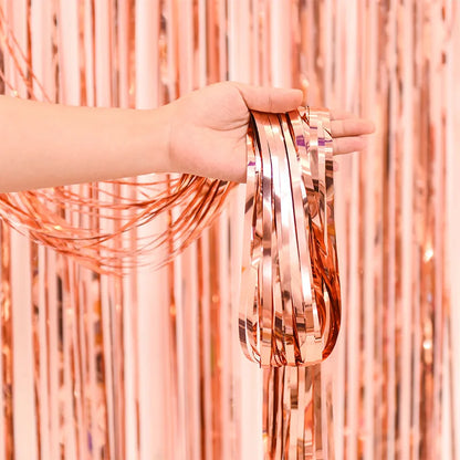 Valentine's Day Backdrop Curtains Glitter Gold Tinsel Fringe Foil Curtain Birthday Wedding Decoration Adult Anniversary Decor