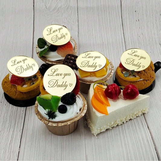 5pcs Acrylic Best Father Ever Cupcake Topper for Happy Father`s Day Cake Baking Cake Decor Happy Birthday Decoration