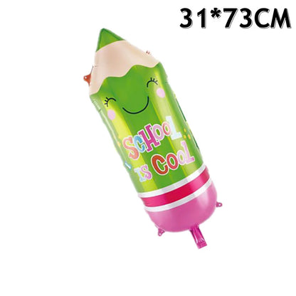 1PCS School Classroom Layout Decoration Balloon Stationery Cartoon Shape Aluminum Film Balloon Bag Pencil Balloon