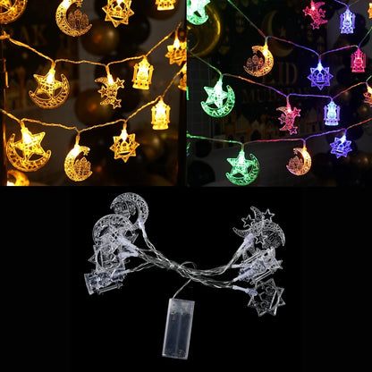 1.5M 10LED EID Mubarak String Lights Islam Muslim Festival Party Decor Moon Star Castle Lantern Ramadan Decoration for Home 2025