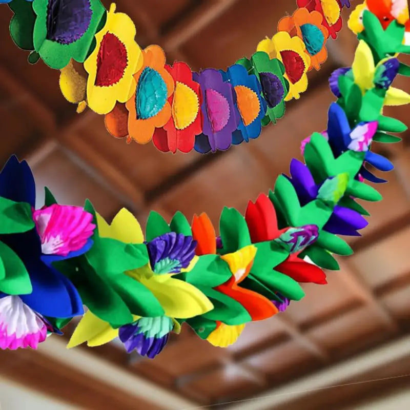 1PCX3M Hawaiian Luau Summer Tiki Bar Tropical Party Decor, Tropical Island Beach Supplies Tissue Colour Flower Garland Long Trop