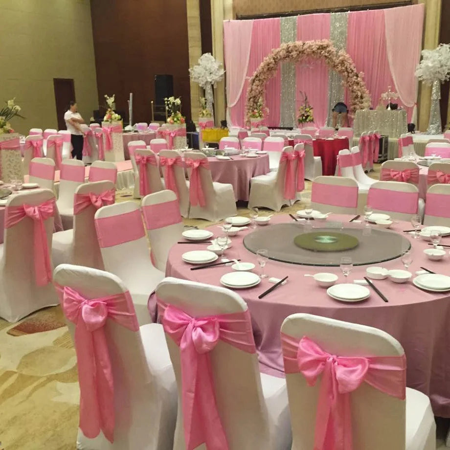 Wedding Decoration Chair Satin Sash Bow Tie Self TIe For BIrthday Party Festival Hotel Holiday Shiny Look Luxury Dining Room