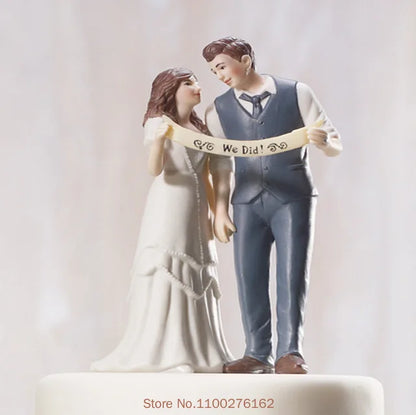 Cake Toppers Dolls Bride and Groom Figurines Funny Wedding Cake Toppers Stand Topper Decoration Supplies Marry Figurine