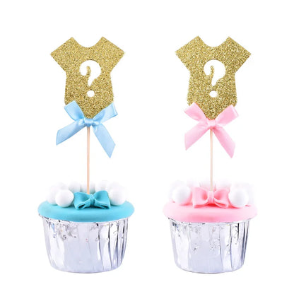 Gender Reveal Cake Topper He Or She Boy Or Girl Cake Flags Baby Birthday Party Cake Decor DIY Baby Shower Cupcake Toppers