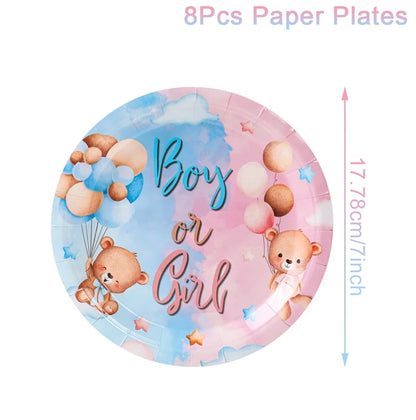 Gender Reveal Party Tablecloth Boy or Girl Baby Shower Decor Newborn Table Cover He Or She Gender Reveal Party Supplies
