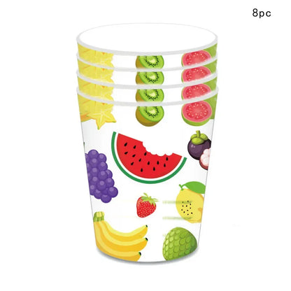 Hawaii Fruit Party Disposable Tableware Watermelon Pineapple Grape Plates Napkins Kids Happy Summer Fruit Birthday Party Decors