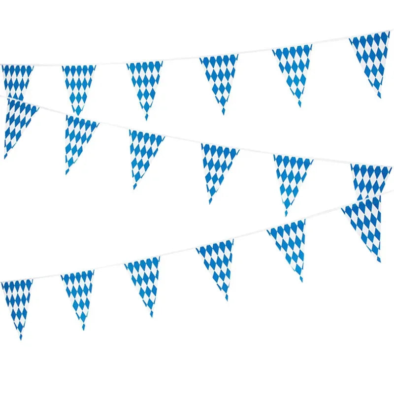 German Beer Festival Decor Blue White Table Cover Oktoberfest  Disposable Tablecloth Bavarian Flag Check Home Party Supplies