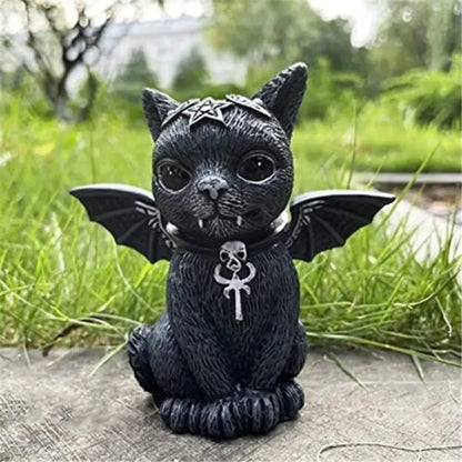 Halloween Witch Black Cat Resin Decorations Outdoor Witch Cat Garden Statue Magic Ambiance Design Decoration