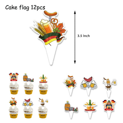 Oktoberfest Theme Party Carnival Decor Disposable Tableware Paper Plates Cup Balloons Fireworks Gun Toys Birthday Party Supplies