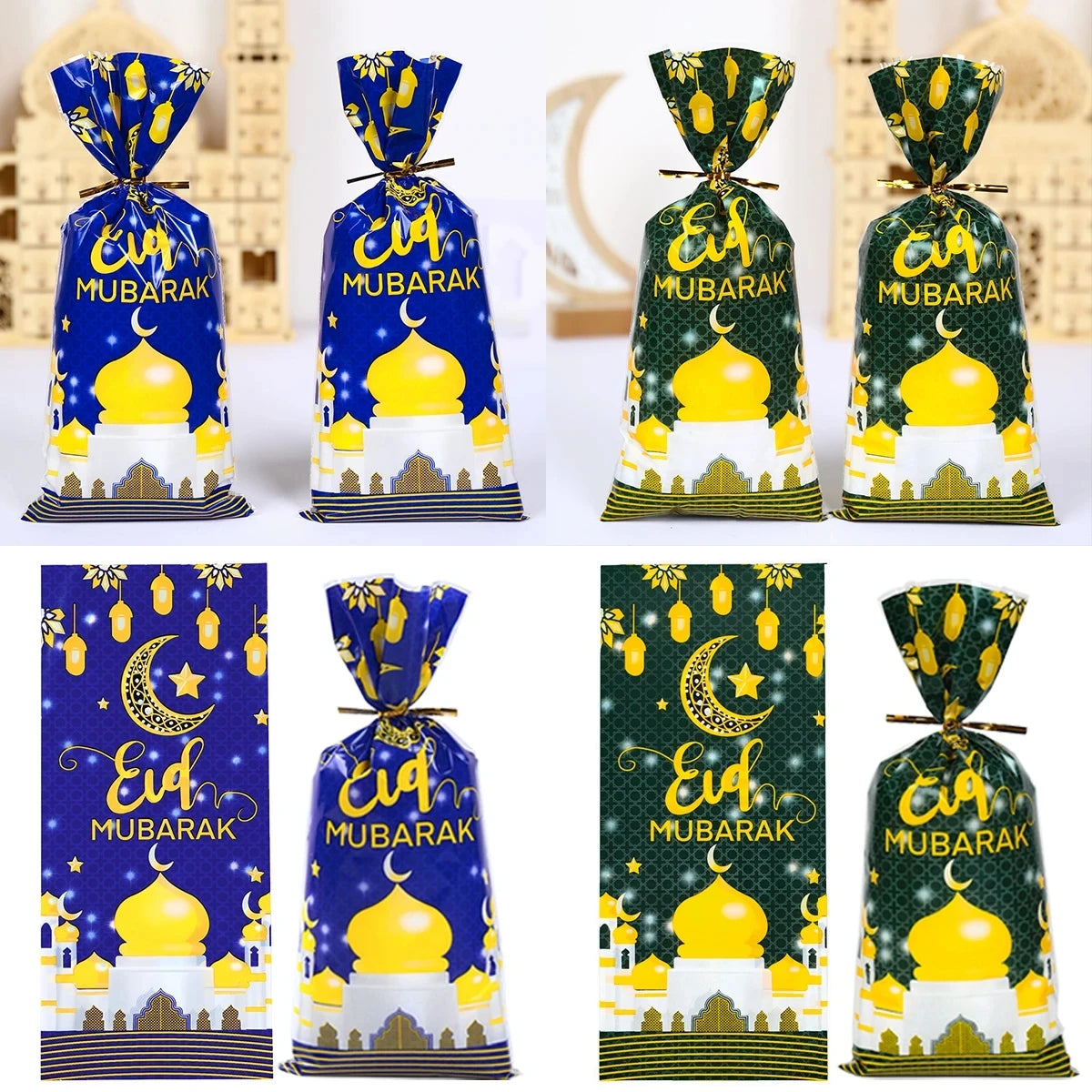 Eid Mubarak Gift Bags Plastic Candy Cookie Bag Ramadan Kareem Decoration 2025 Islamic Muslim Party Supplies Eid Gifts