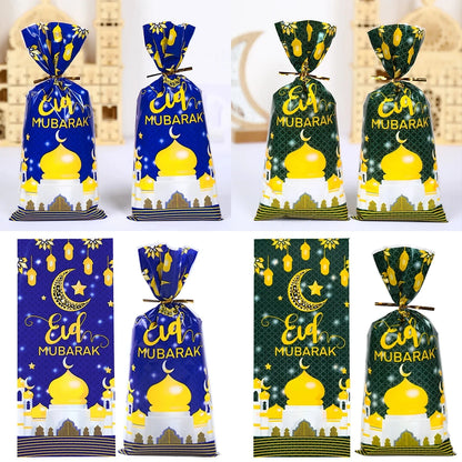 Eid Mubarak Gift Bags Plastic Candy Cookie Bag Ramadan Kareem Decoration 2025 Islamic Muslim Party Supplies Eid Gifts