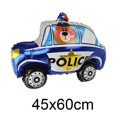 5th Birthday Police Party Blue Car Helicopter Foil Balloons for Boys Baby Shower Police Birthday Party Decoration