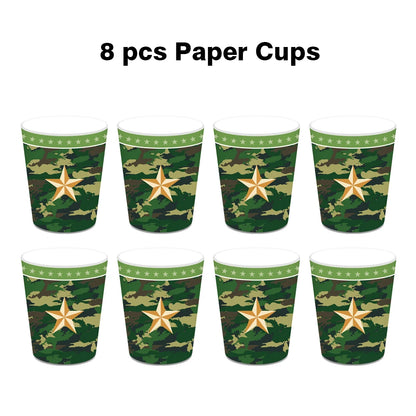 Army Party Tableware Camouflage Green Plates Cups Tablecloths Camouflage Balloons Military Theme Birthday Party Decorations