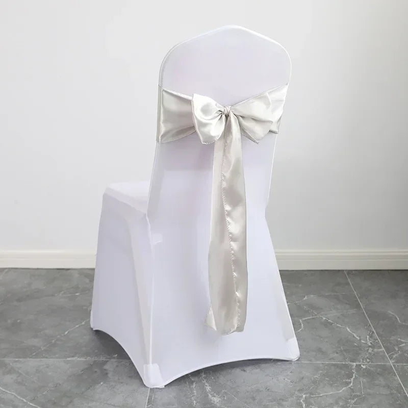 Wedding Decoration Chair Satin Sash Bow Tie Self TIe For BIrthday Party Festival Hotel Holiday Shiny Look Luxury Dining Room