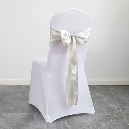 Wedding Decoration Chair Satin Sash Bow Tie Self TIe For BIrthday Party Festival Hotel Holiday Shiny Look Luxury Dining Room