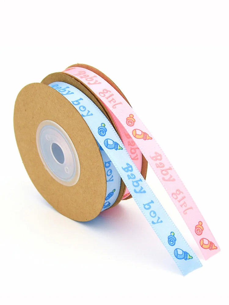 Gender Reveal Supplies 10 meters Boy or Girl Silk Ribbons For Handmade Design Baby Shower Decoration DIY Gift Packing