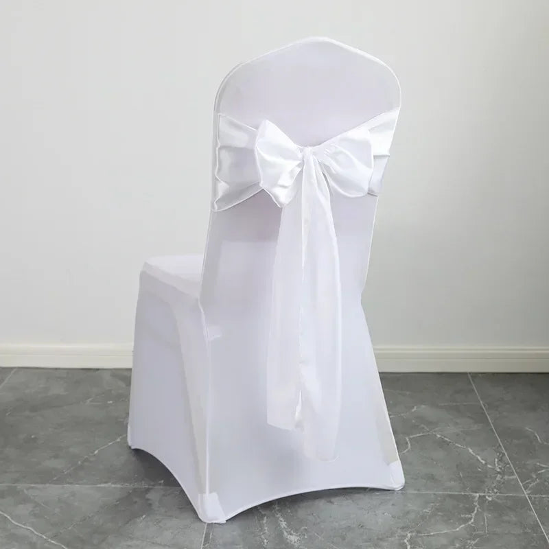 Wedding Decoration Chair Satin Sash Bow Tie Self TIe For BIrthday Party Festival Hotel Holiday Shiny Look Luxury Dining Room