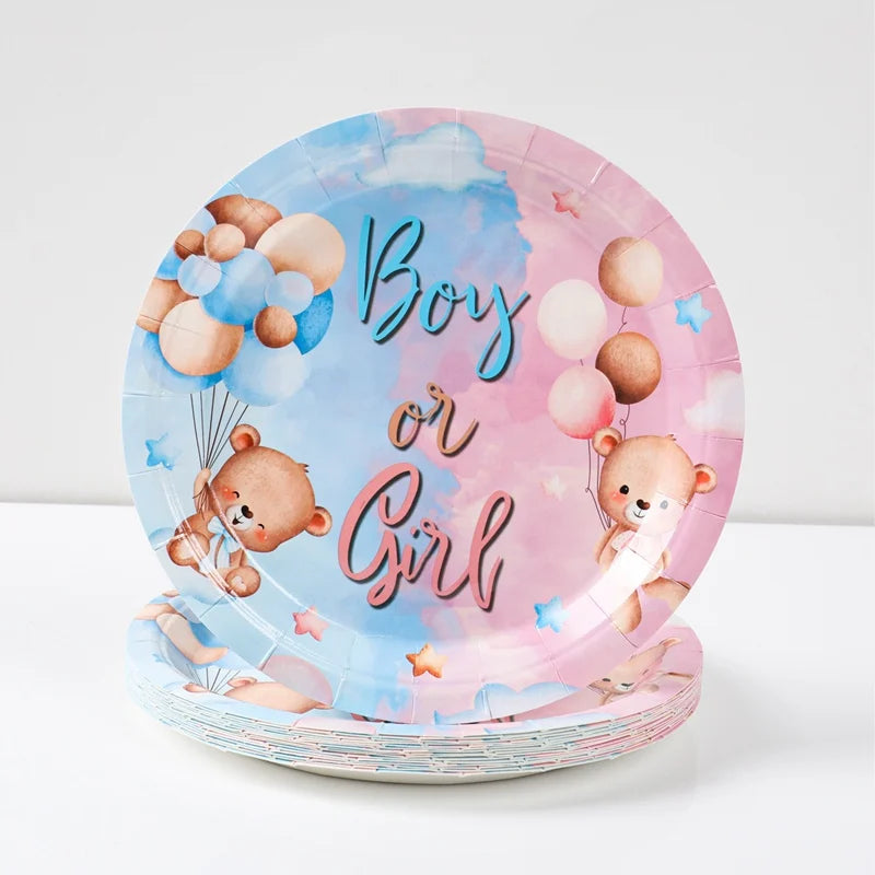 Gender Reveal Party Tablecloth Boy or Girl Baby Shower Decor Newborn Table Cover He Or She Gender Reveal Party Supplies