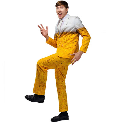 Men's Womens Oktoberfest Suit Costume Fancy Dress Up Adult Suit Clothes Role Play Yellow Beer Party Fantasia Costumes